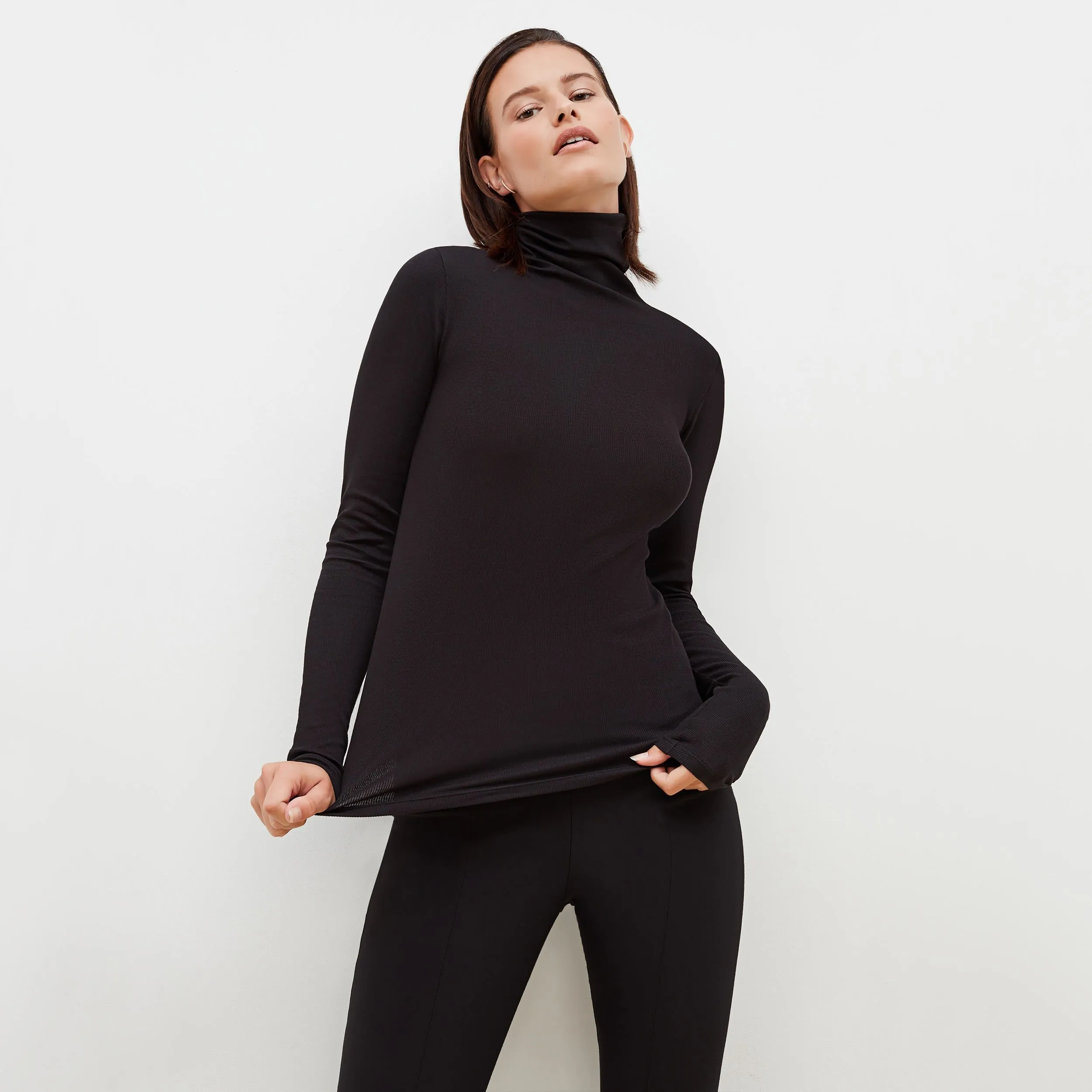 Axam Turtleneck - Ribbed Pima Cotton :: Black