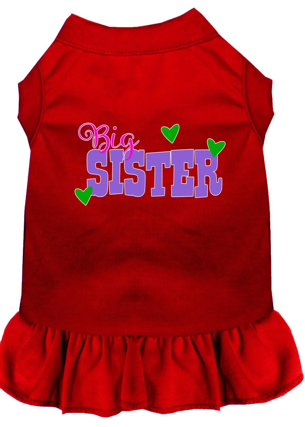 Big Sister Screen Print Dog Dress Red Xxxl