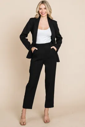 Black Single Breasted Blazer & High Waisted Pants Set