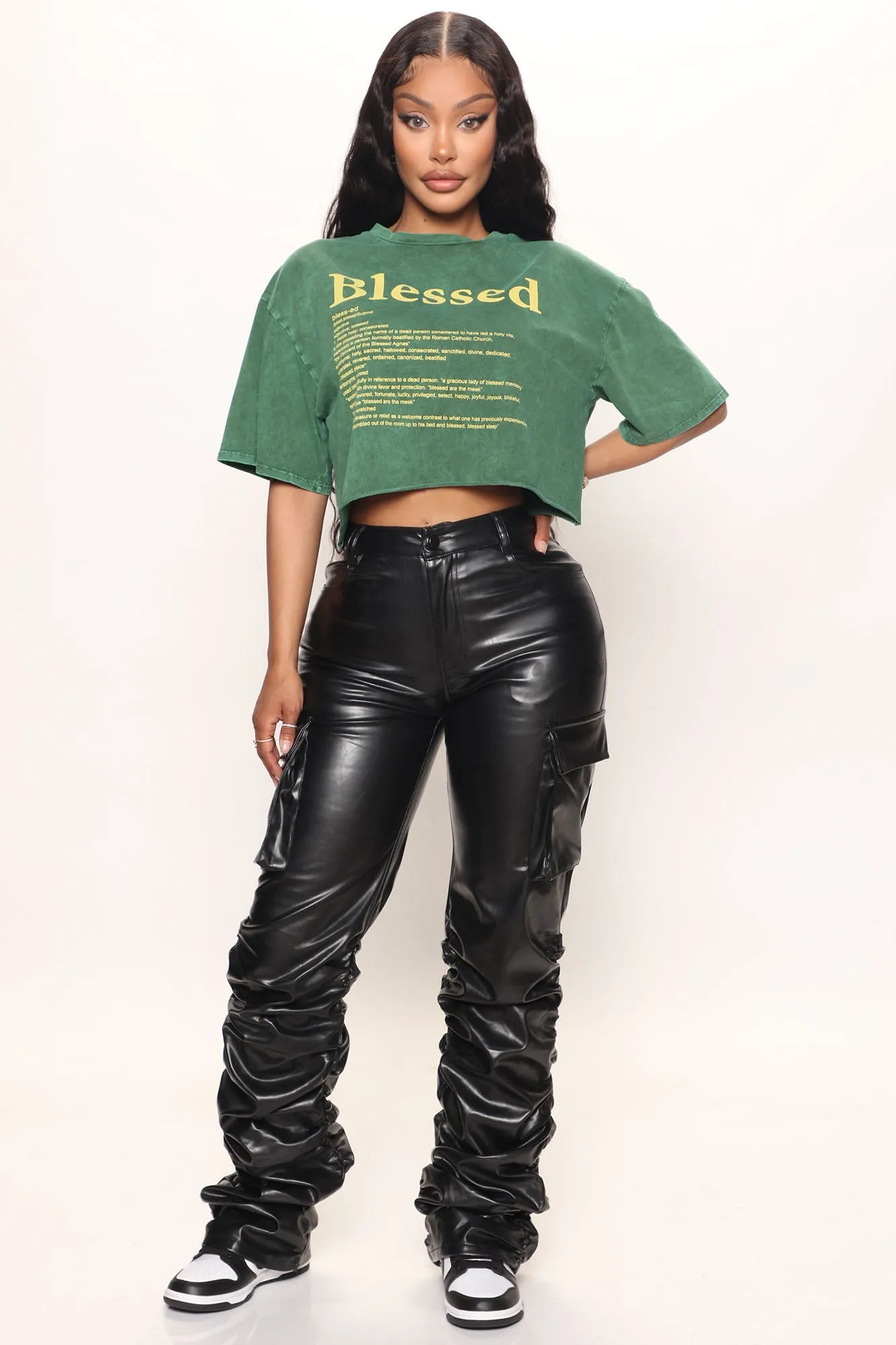 Blessed Washed Cropped Tee - Green