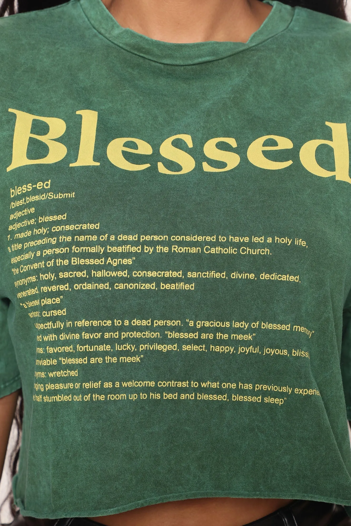 Blessed Washed Cropped Tee - Green