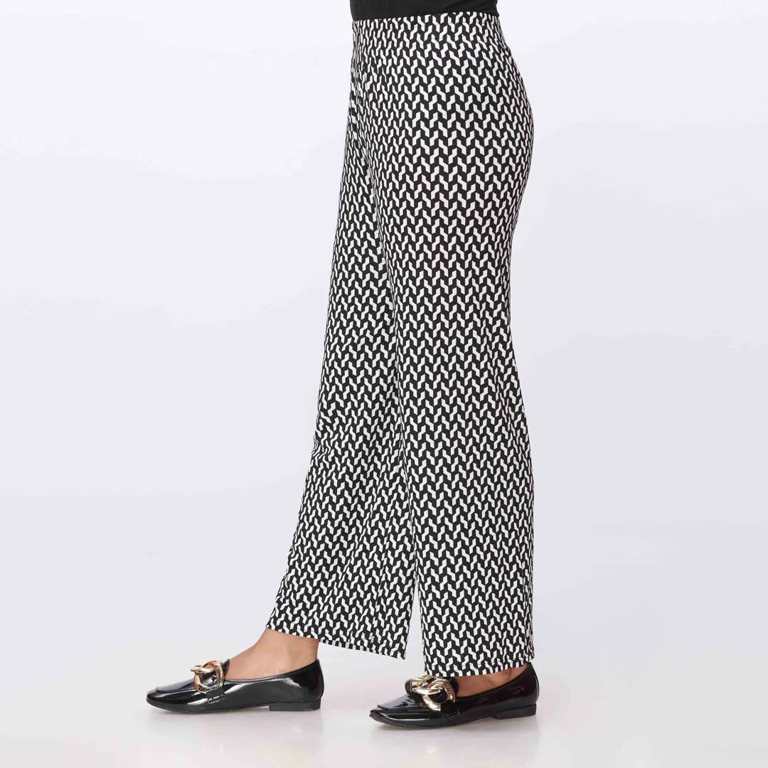 Blkwht Printed Jersey Straight Trouser PW3559