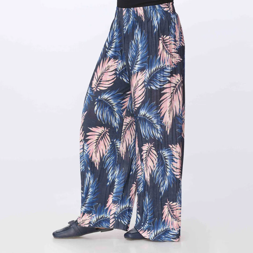 Blue Printed Jersey Straight Trouser PW3565