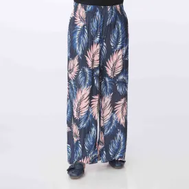 Blue Printed Jersey Straight Trouser PW3565