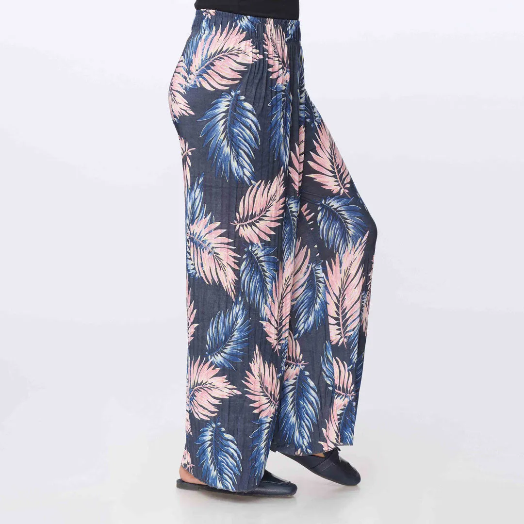 Blue Printed Jersey Straight Trouser PW3565