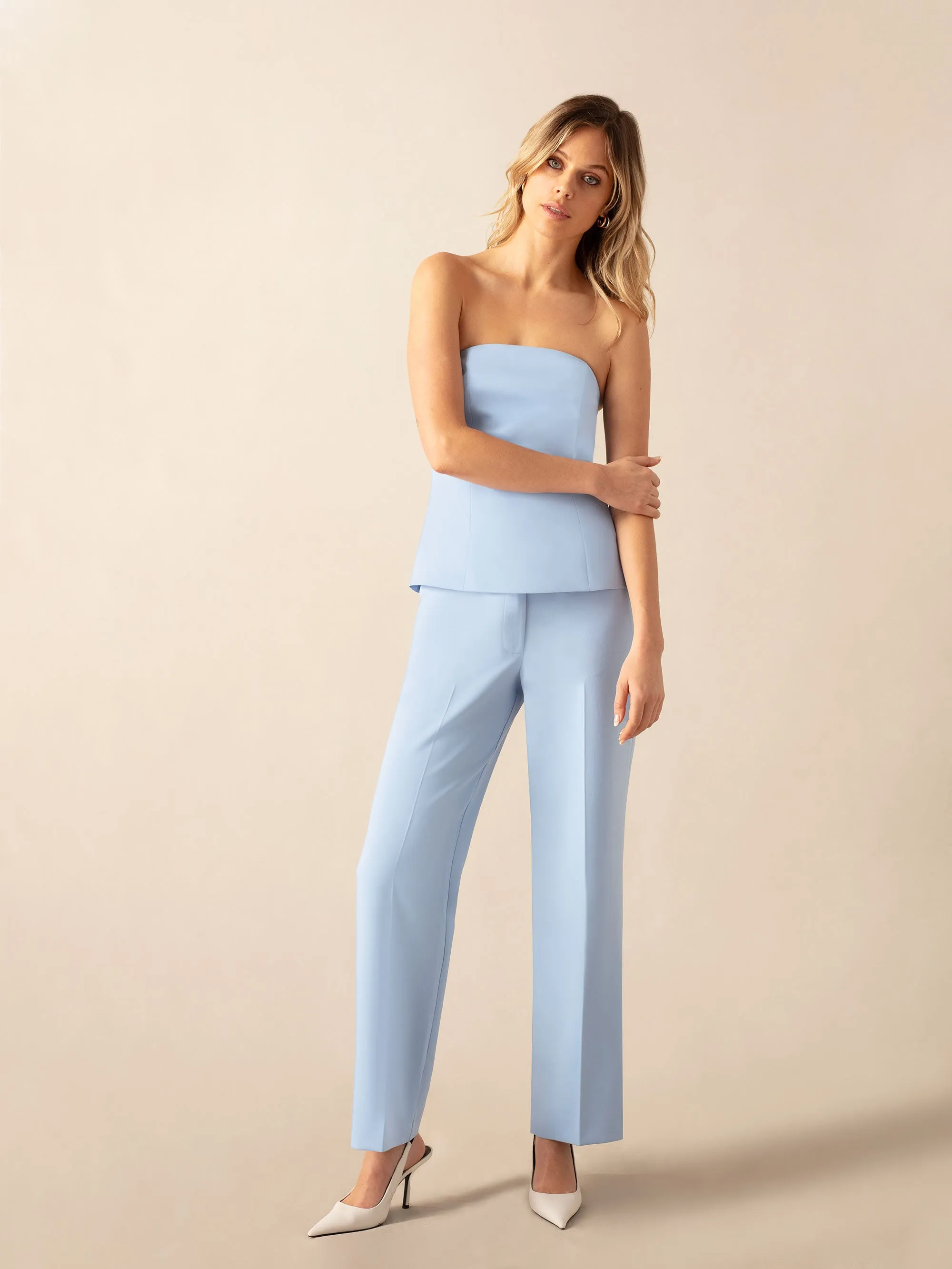 Blue Straight Leg Trousers