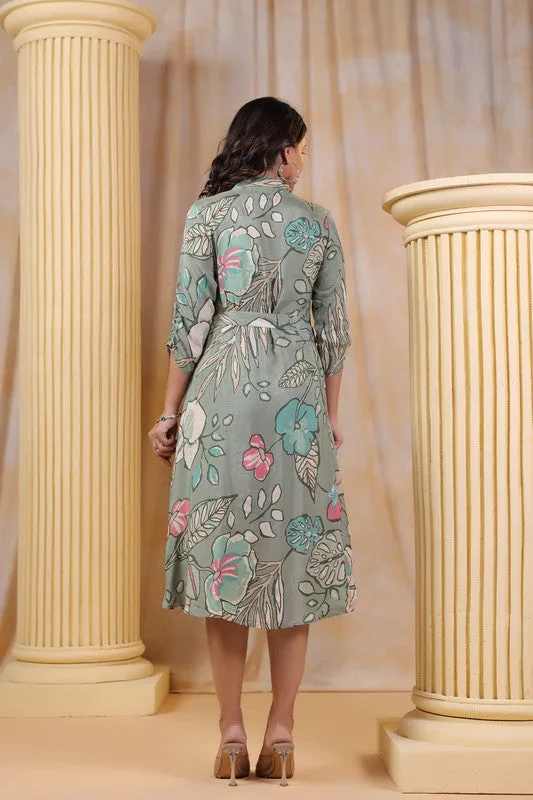 Botanic Bliss A-Line Muslin Silk Dress