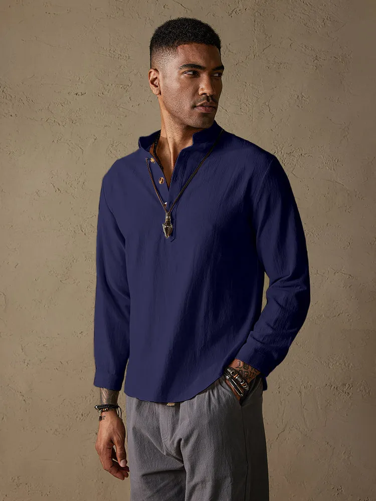 Casual Cotton Linen Solid Color Shirt