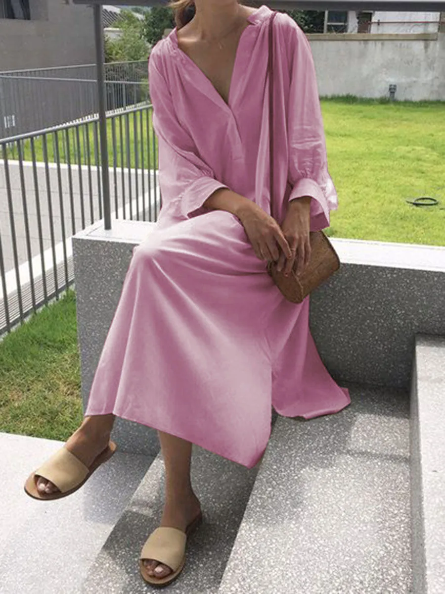 Casual Fashion Solid Color Shirt Dress