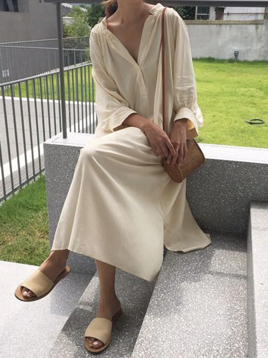 Casual Fashion Solid Color Shirt Dress