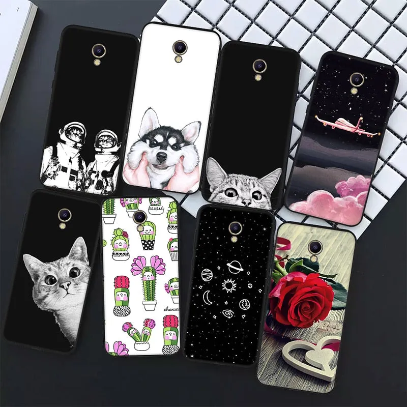 Cat Patterned Silicon Phone Case For Meizu M5S M5C M6 Silicon TPU Bumper Back Cover Case For Meizu M5 Note M6 Note