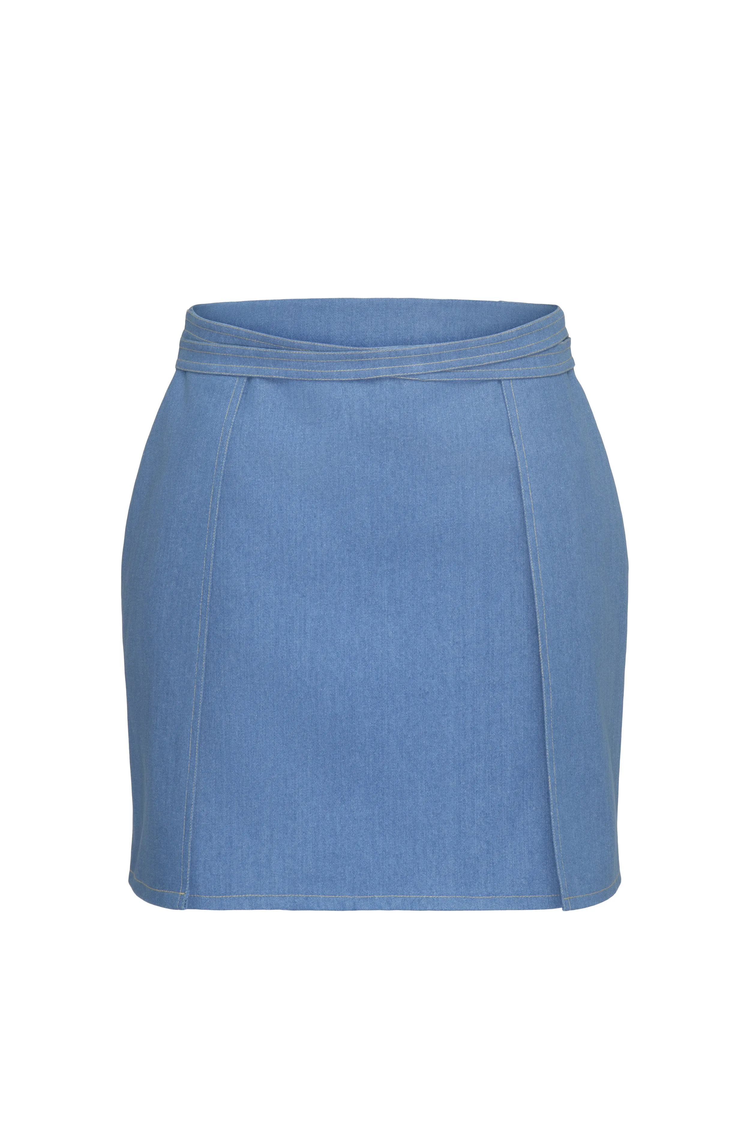 Criss Cross Denim Mini Skirt