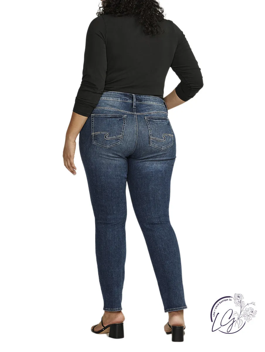 Curvy Elyse Mid Rise Straight Leg Jeans