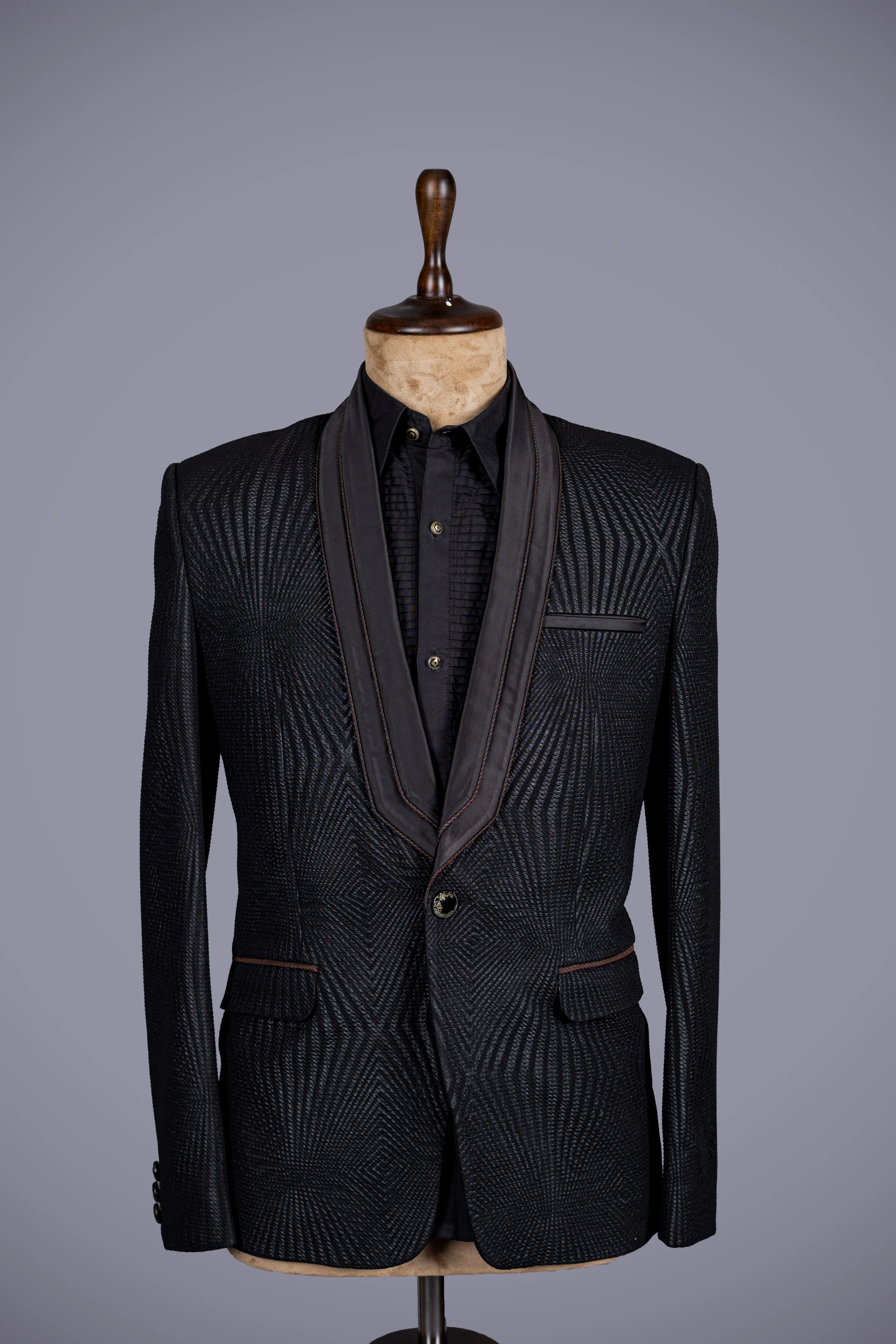 Dapper Looking Charcoal Black Italian 3 Piece Suit