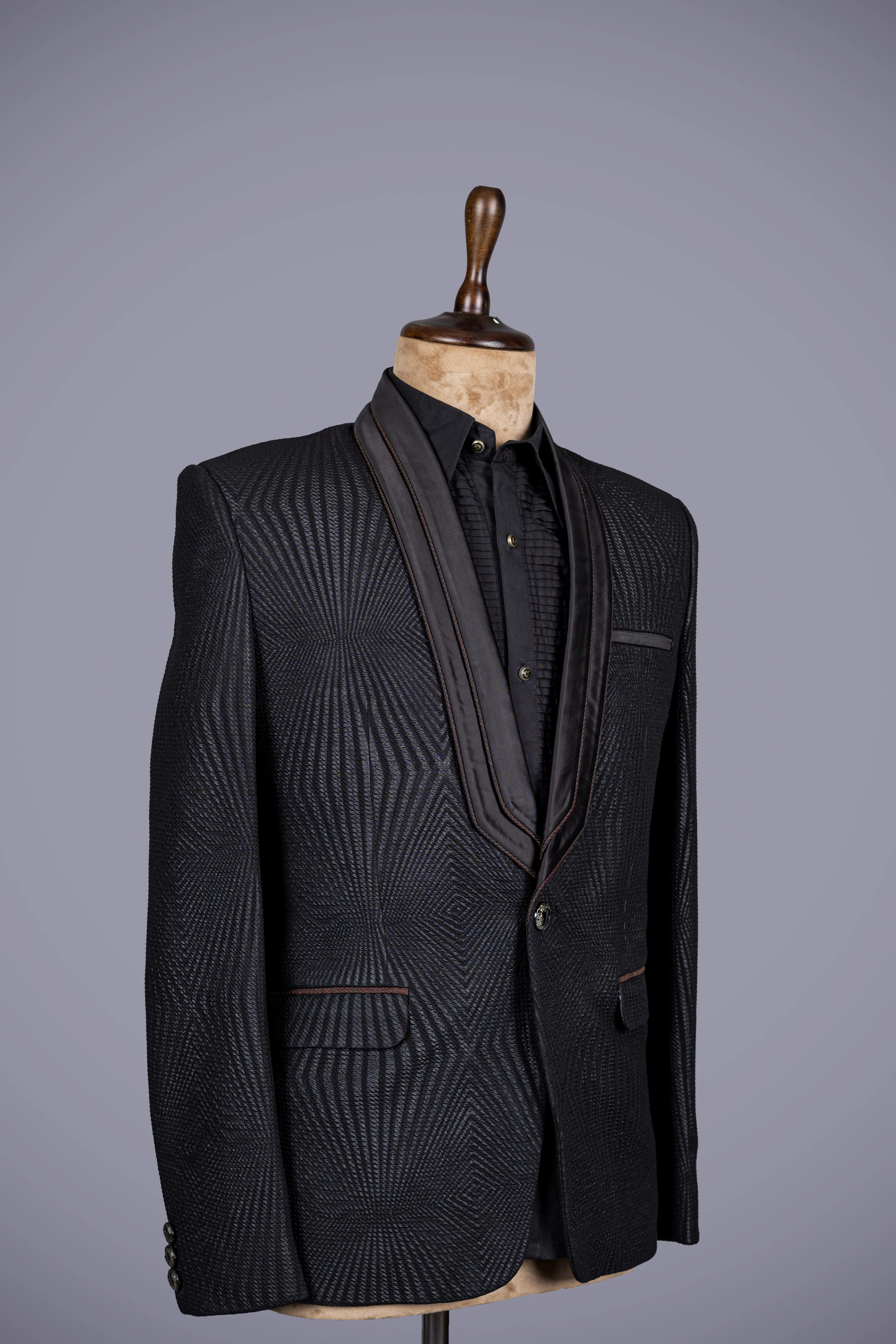 Dapper Looking Charcoal Black Italian 3 Piece Suit