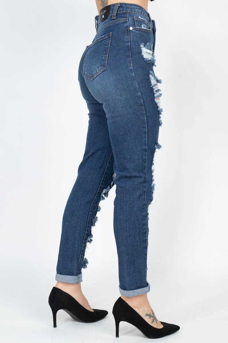 Distressed Straight Leg Jeans