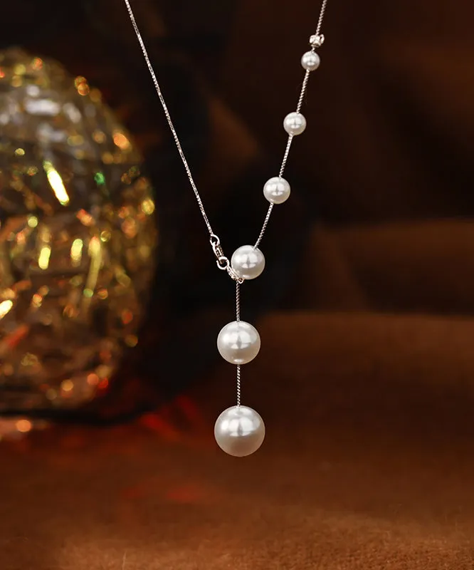 DIY Silk Sterling Silver Pearl Tassel Pendant Necklace QD017