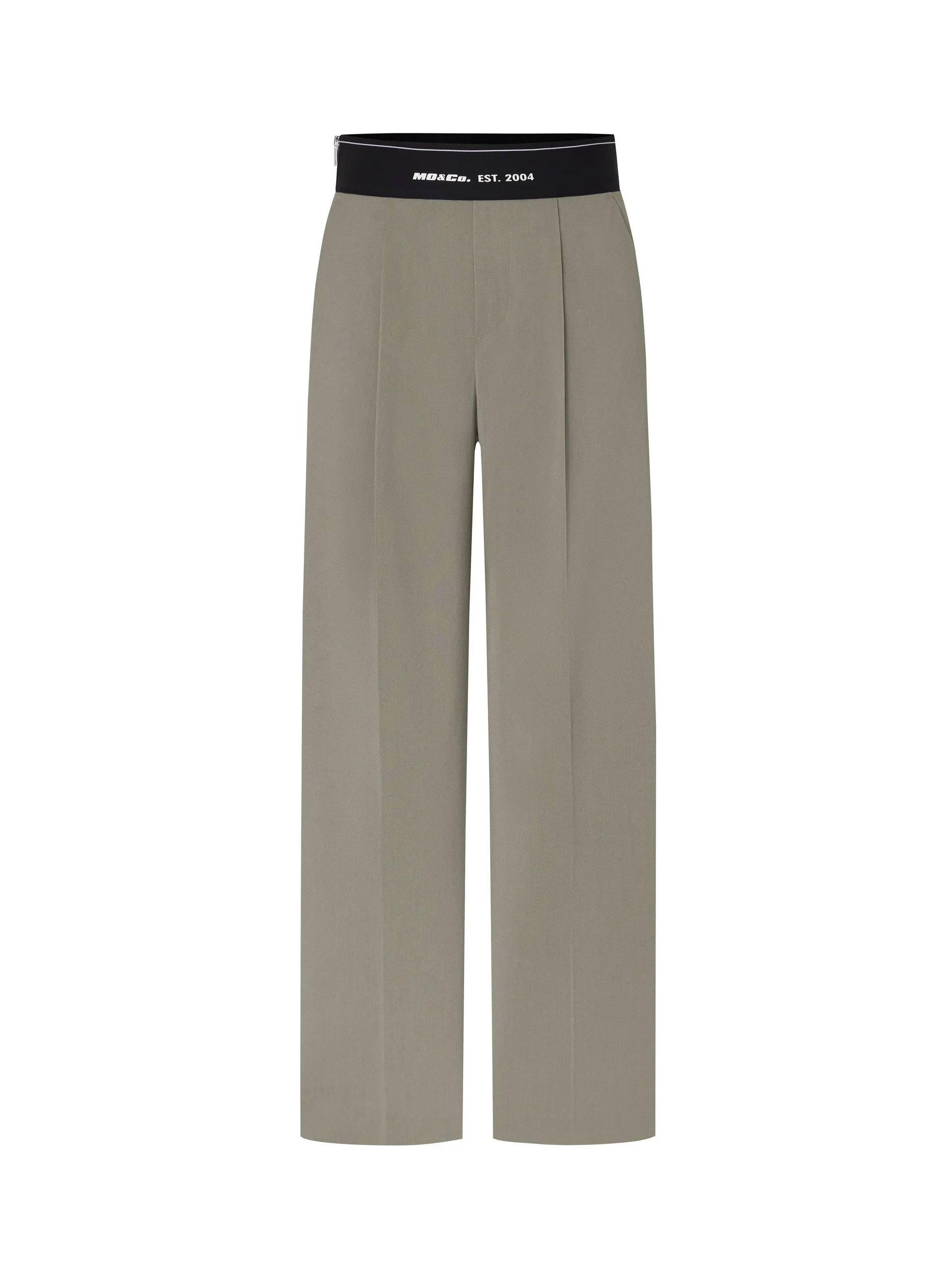 Elasticated Waist Straight Trousers