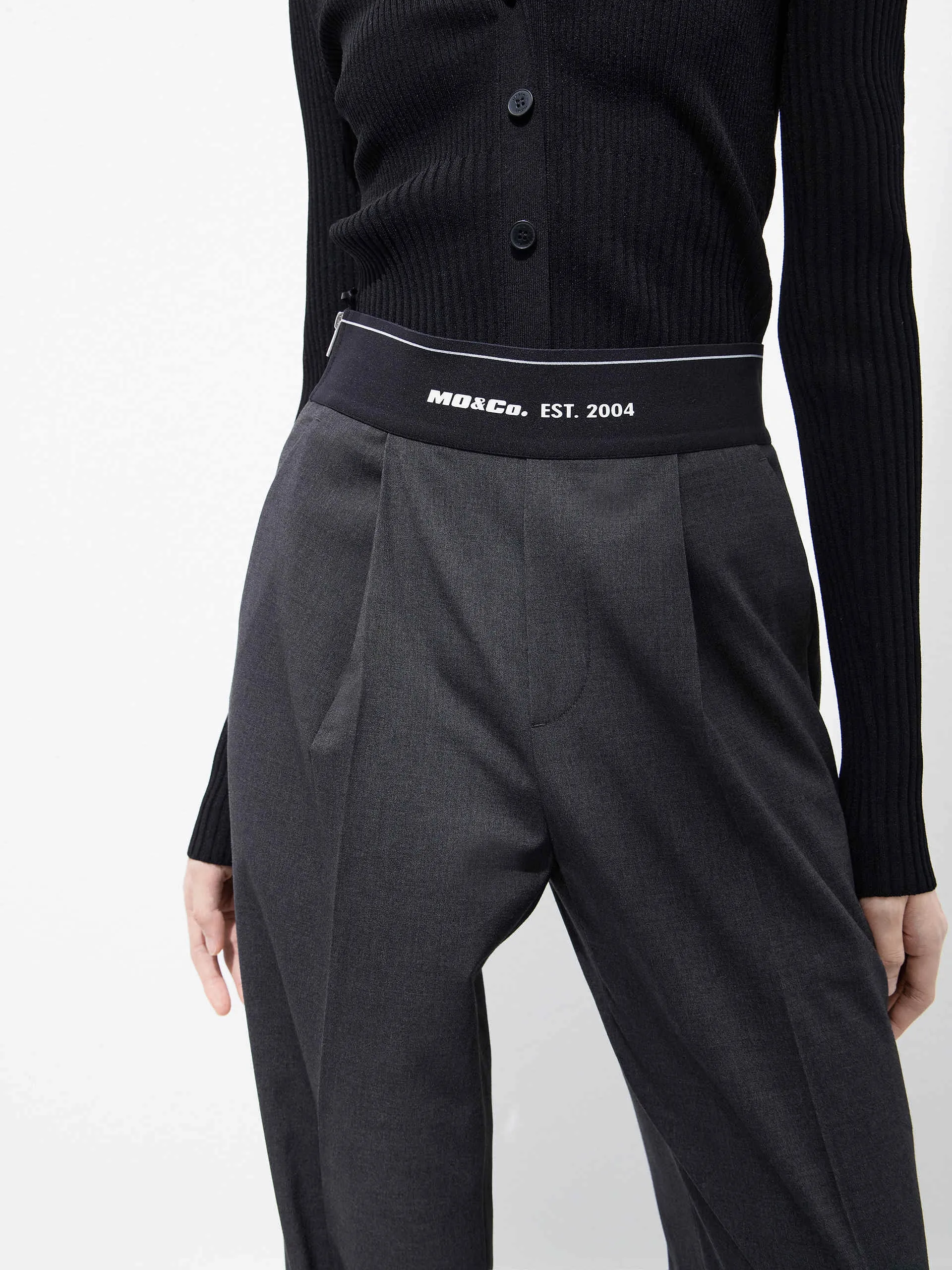 Elasticated Waist Straight Trousers