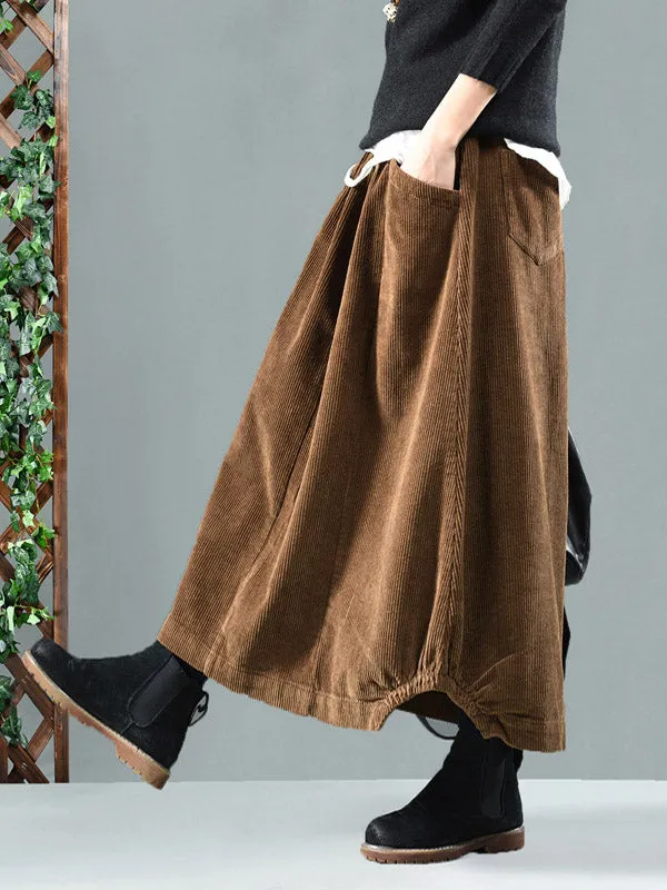 Elasticity High-Waisted Solid Color Split-Joint Loose Skirts