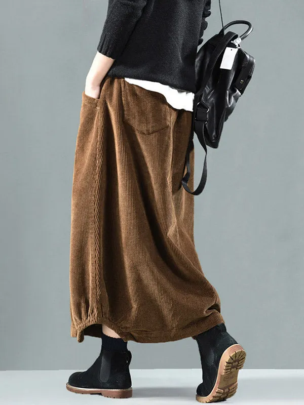 Elasticity High-Waisted Solid Color Split-Joint Loose Skirts