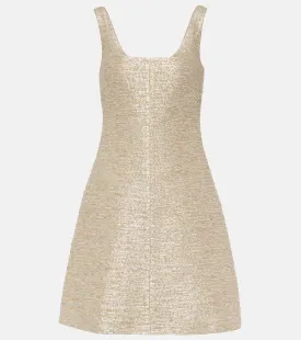 Emilia Wickstead jacquard tweed mini dress, beige