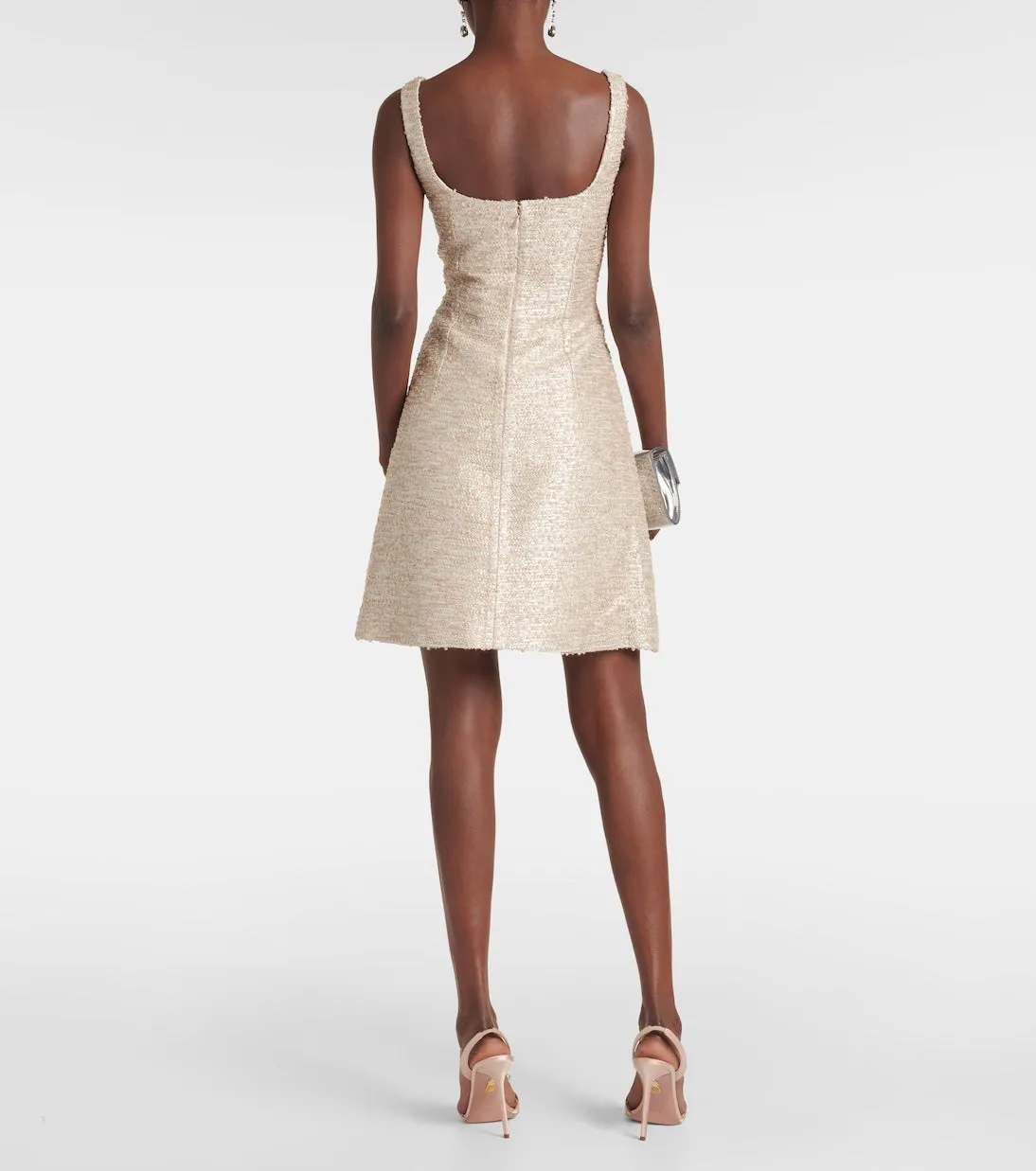 Emilia Wickstead jacquard tweed mini dress, beige