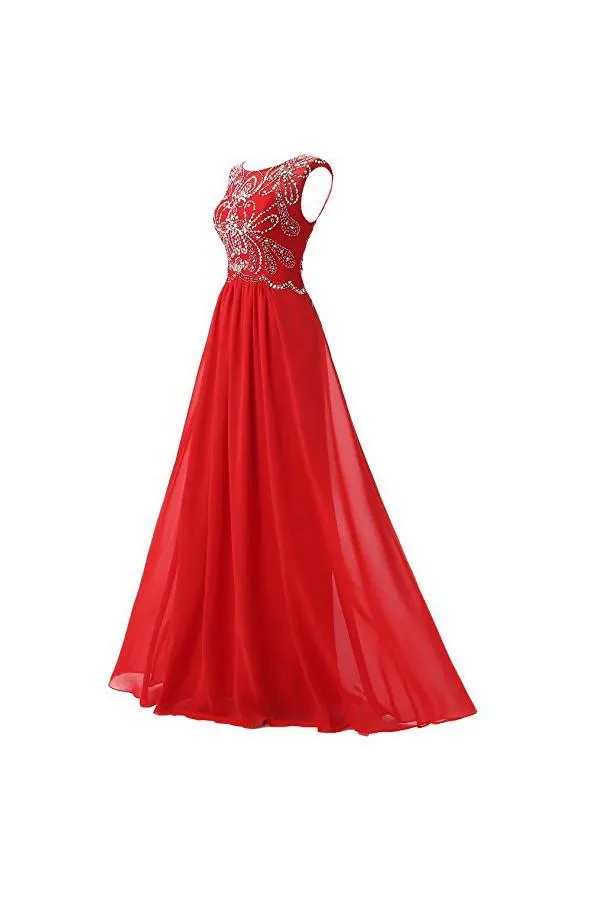 Floor Length Bridesmaid Dress Cap Sleeves Chiffon Prom Evening Gown PG317