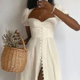 FLYTONN-Sexy spring and summer dresses, party dresses, graduation gifts,Bells Button Down Split Dress