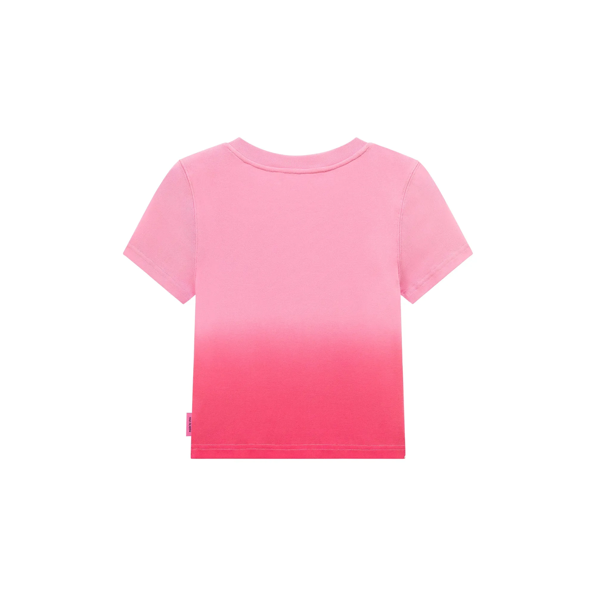 Gradient Round Neck Slim Short-Sleeved Cropped T-Shirt