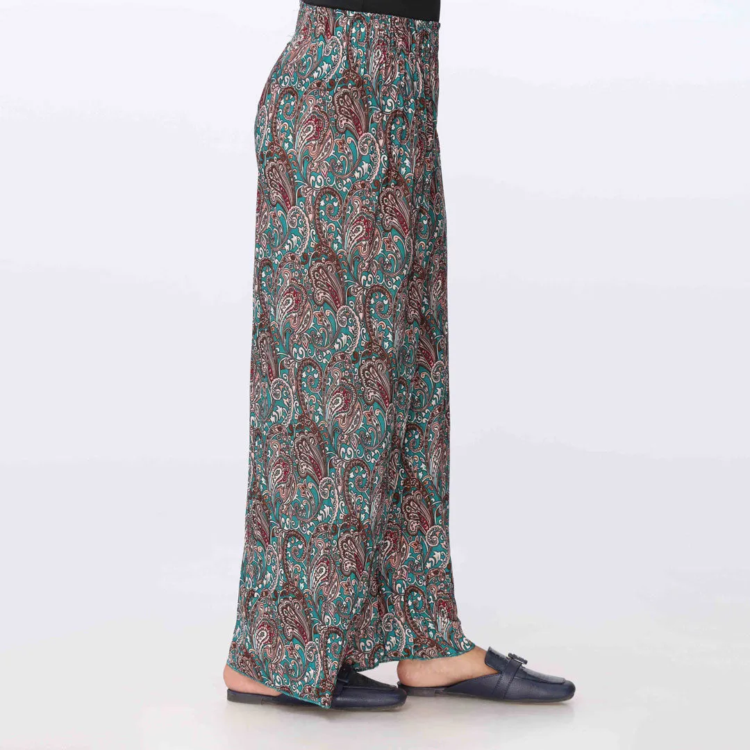 Green Printed Jersey Straight Trouser PW3570