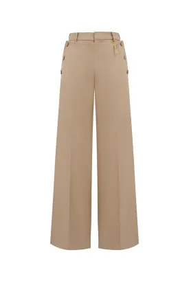 Hazel Straight Button Chino Floor Length Trousers