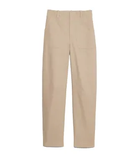 High-Rise Slim Barrel Utility Cropped Chino Beige