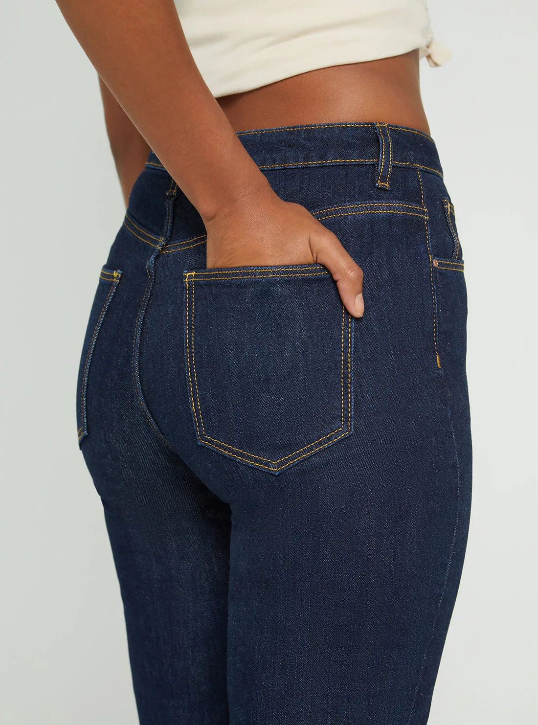 High-Rise Straight Leg Mom Denim Jeans In Authentic Dark Wash