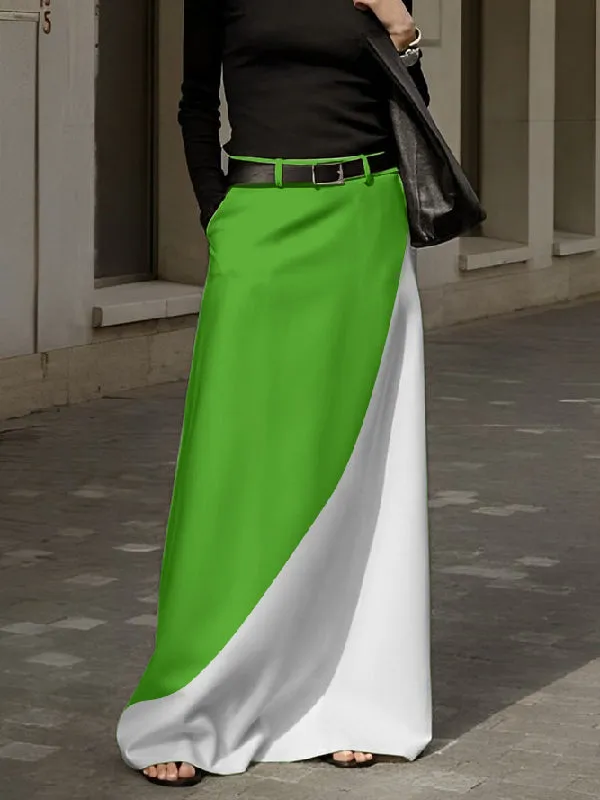 High Waisted Contrast Color Skirts Bottoms