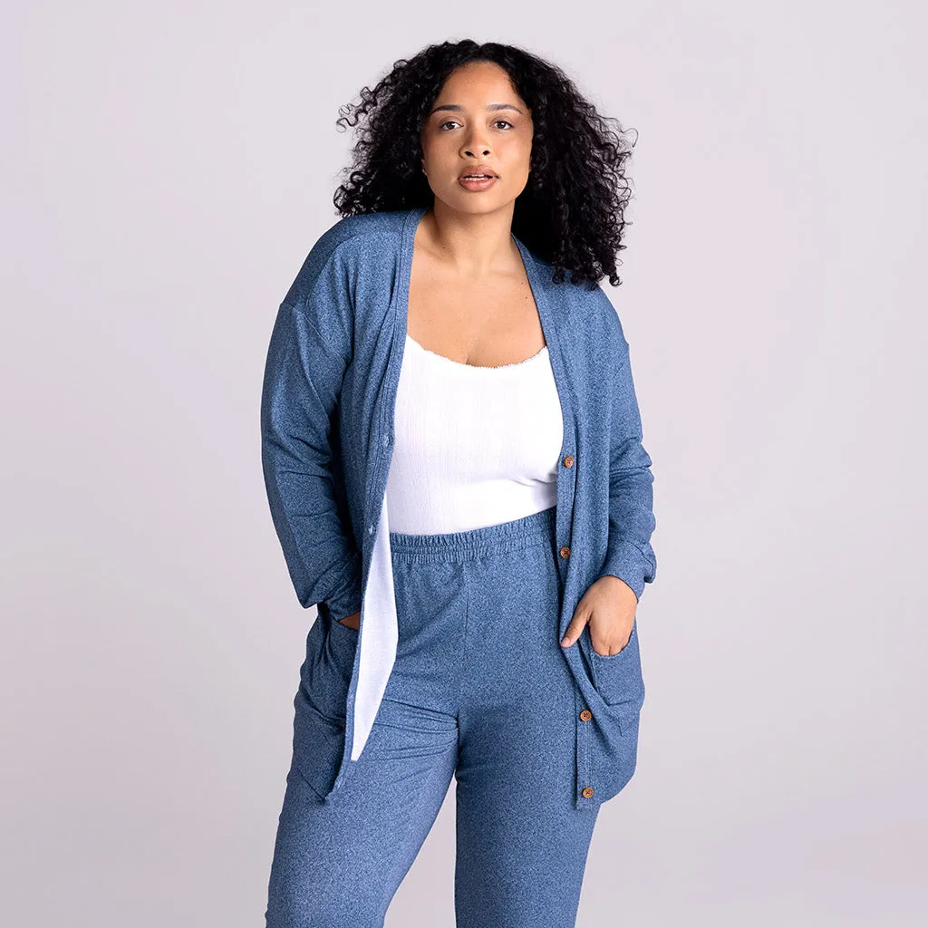 Indigo Denim Women's French Terry Cardigan