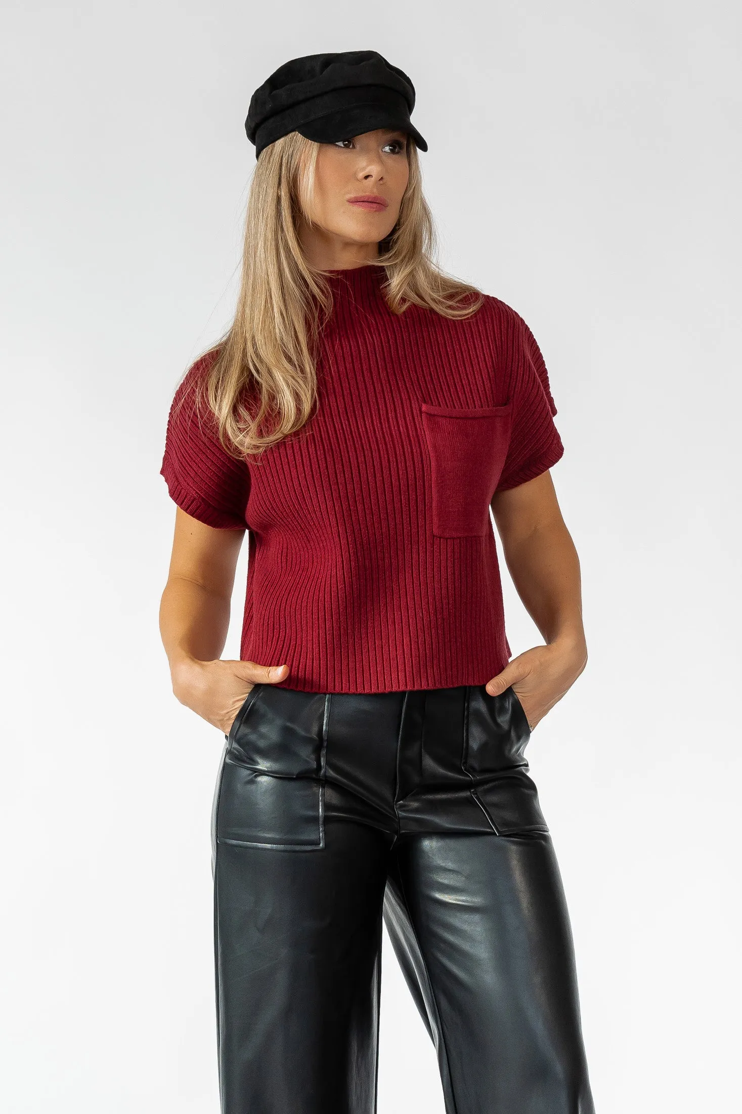 Joliet Ruby Pocket Cropped Sweater - Final Sale