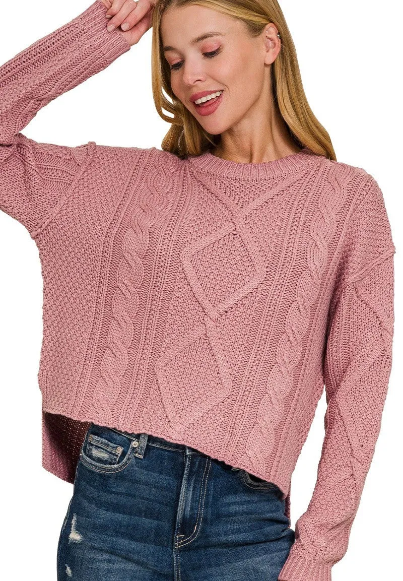 Junie Cropped Cable Knit Sweater- 4 Colors!