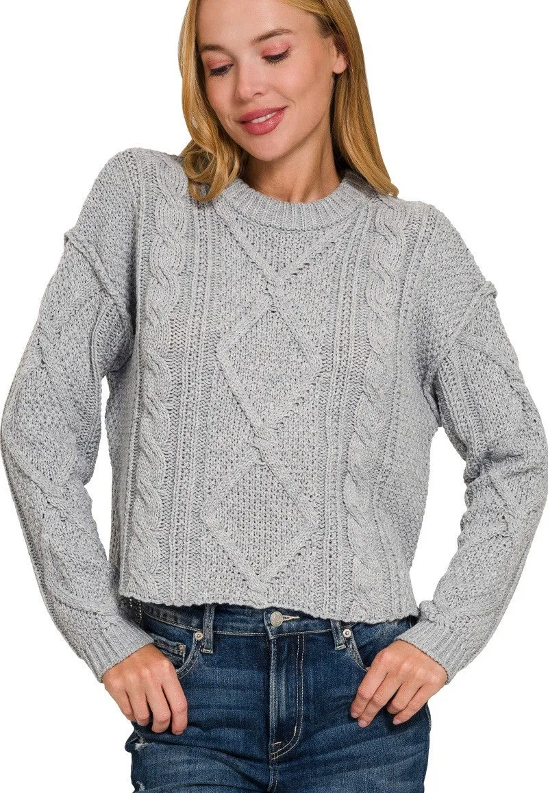 Junie Cropped Cable Knit Sweater- 4 Colors!