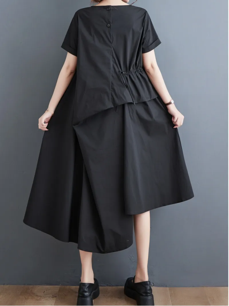 Just My Style Cotton Round Neck Loose A-line Dress