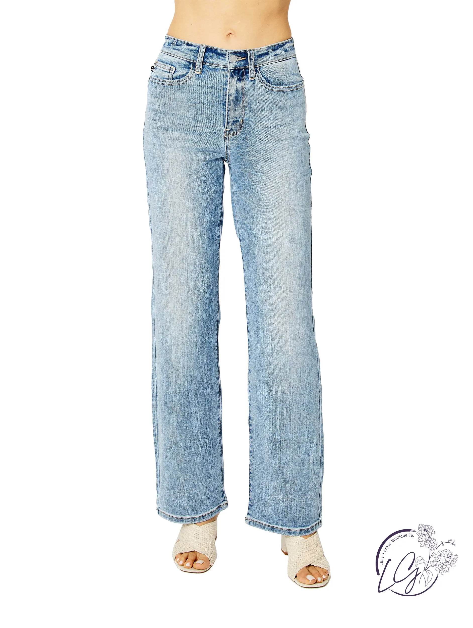 Karina Light Wash Straight Leg Jeans by Judy Blue