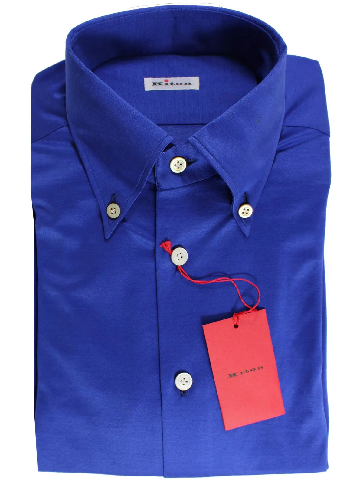 Kiton Shirt Royal Blue - Button Down Collar Shirt 39 - 15 1/2 SALE