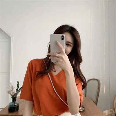 [Korean Style] Candy Color Solid Color T-shirt