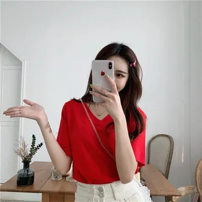 [Korean Style] Candy Color Solid Color T-shirt