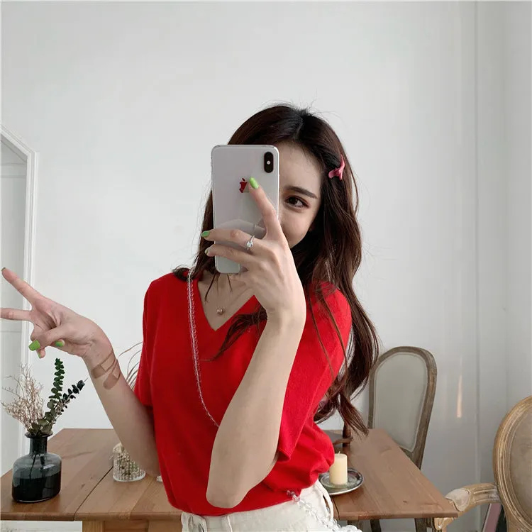 [Korean Style] Candy Color Solid Color T-shirt