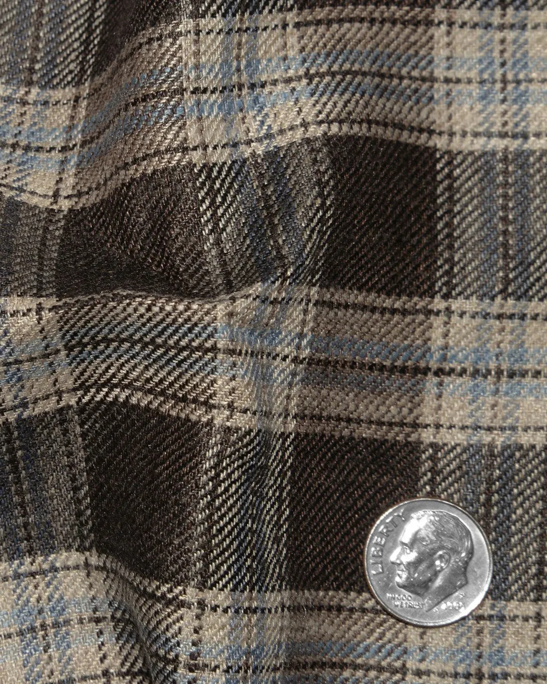 Loro Piana: Brown Off-white Twill Tartan Checks