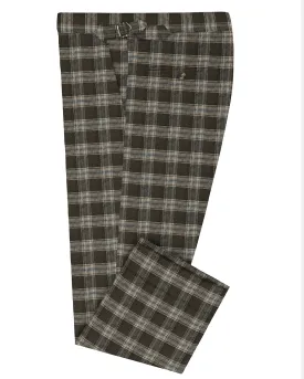 Loro Piana: Brown Off-white Twill Tartan Checks