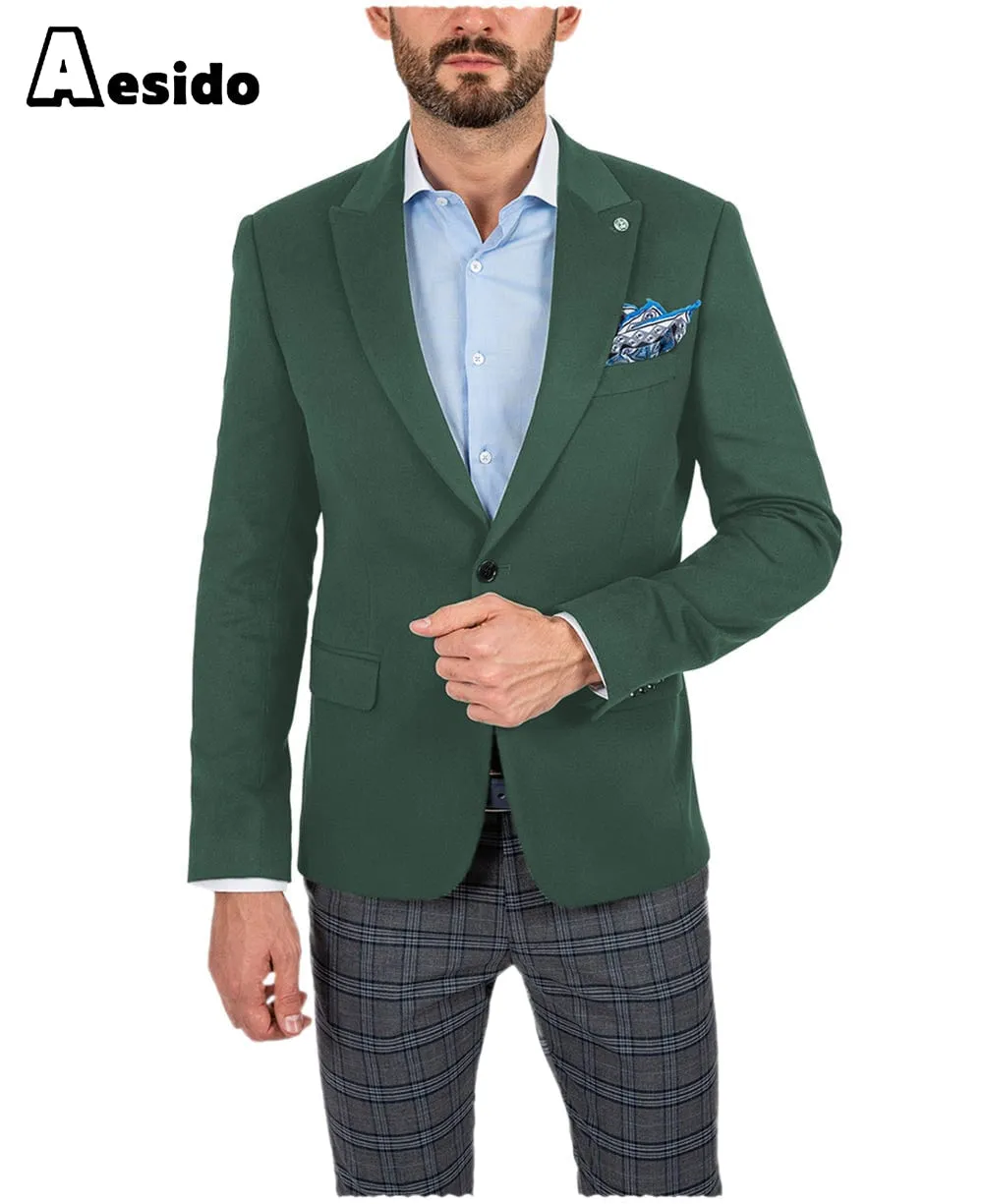 Men's Double Button Peak Lapel Blazer