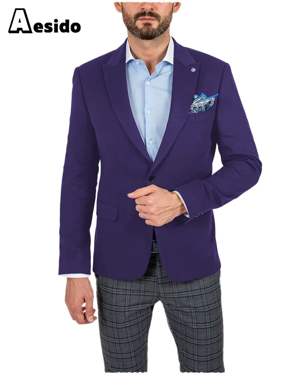 Men's Double Button Peak Lapel Blazer