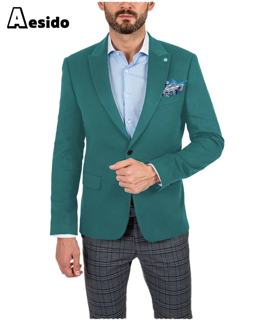 Men's Double Button Peak Lapel Blazer